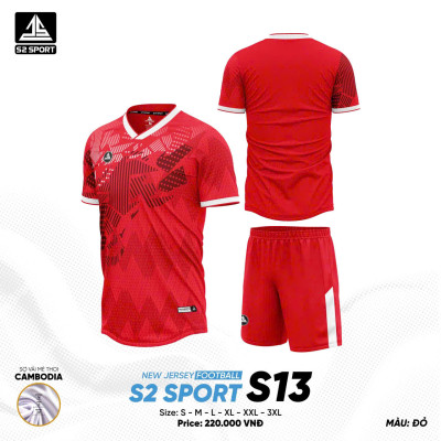 ÁO BÓNG ĐÁ KHÔNG LOGO S2 SPORT S13